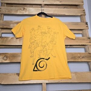 Naruto Yellow Graphic T-Shirt with Black Design Size:XS